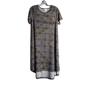 LuLaRoe Simply Comfortable W/Chest Pocket Black/Gold/White Zig Zag Size Small